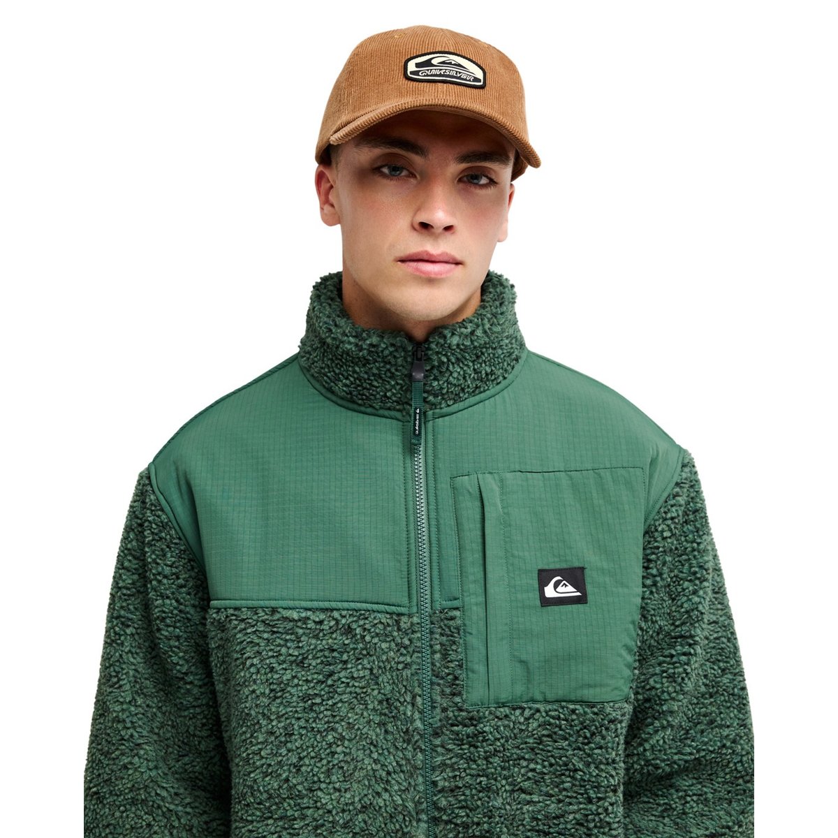 Veste Sherpa à fermeture éclair vert SHALLOW WATER vert forest heather swallow water, QUIKSILVER