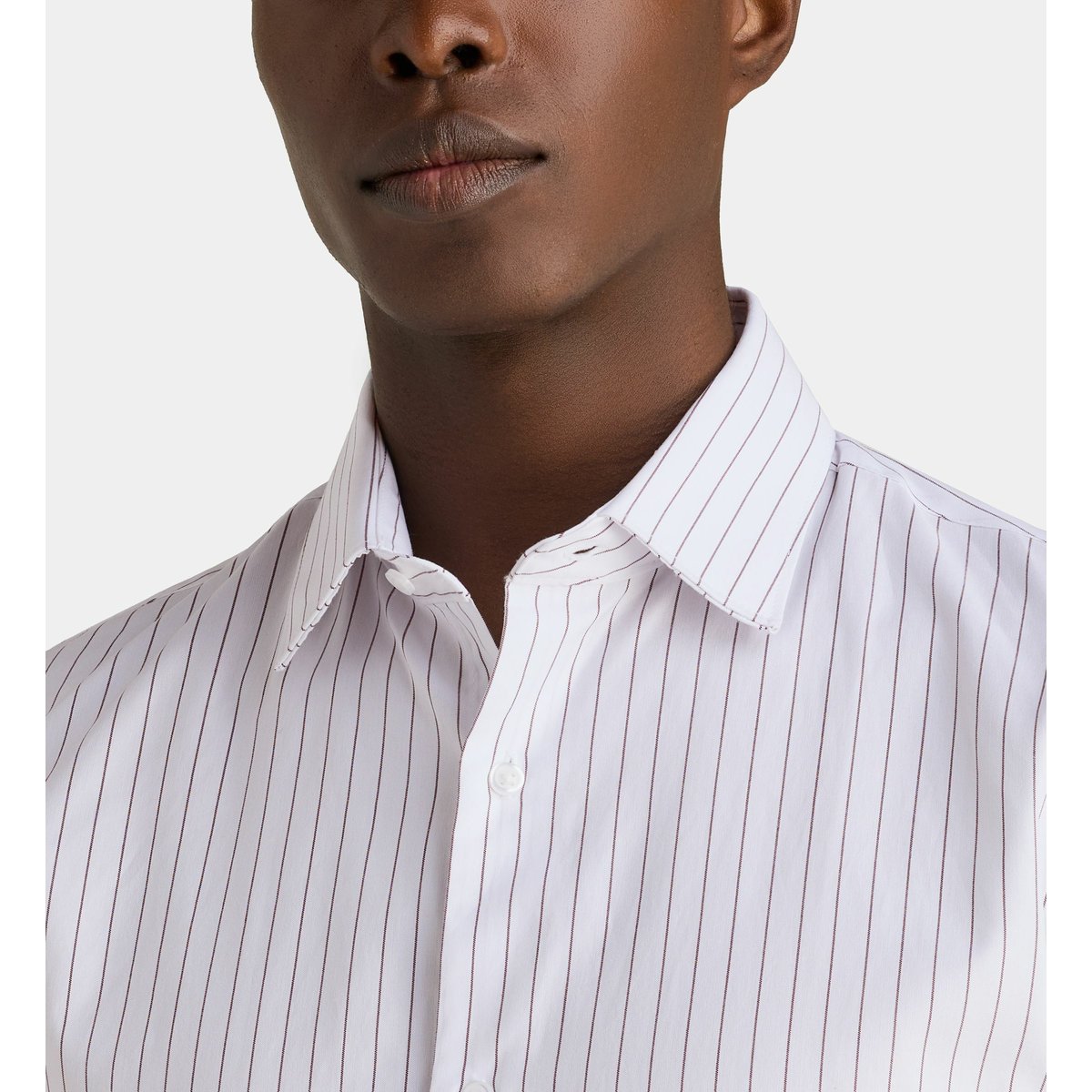 Chemise droite hsrbank en coton rayée rouge, GALERIES LAFAYETTE