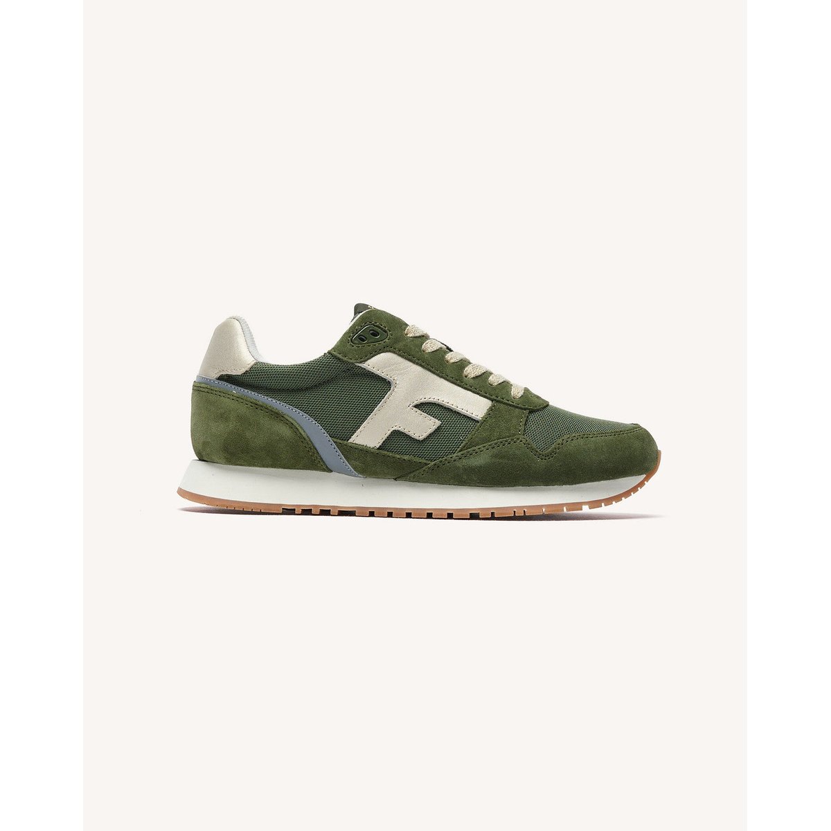 Running tissu suede ELM kaki et dorée, FAGUO