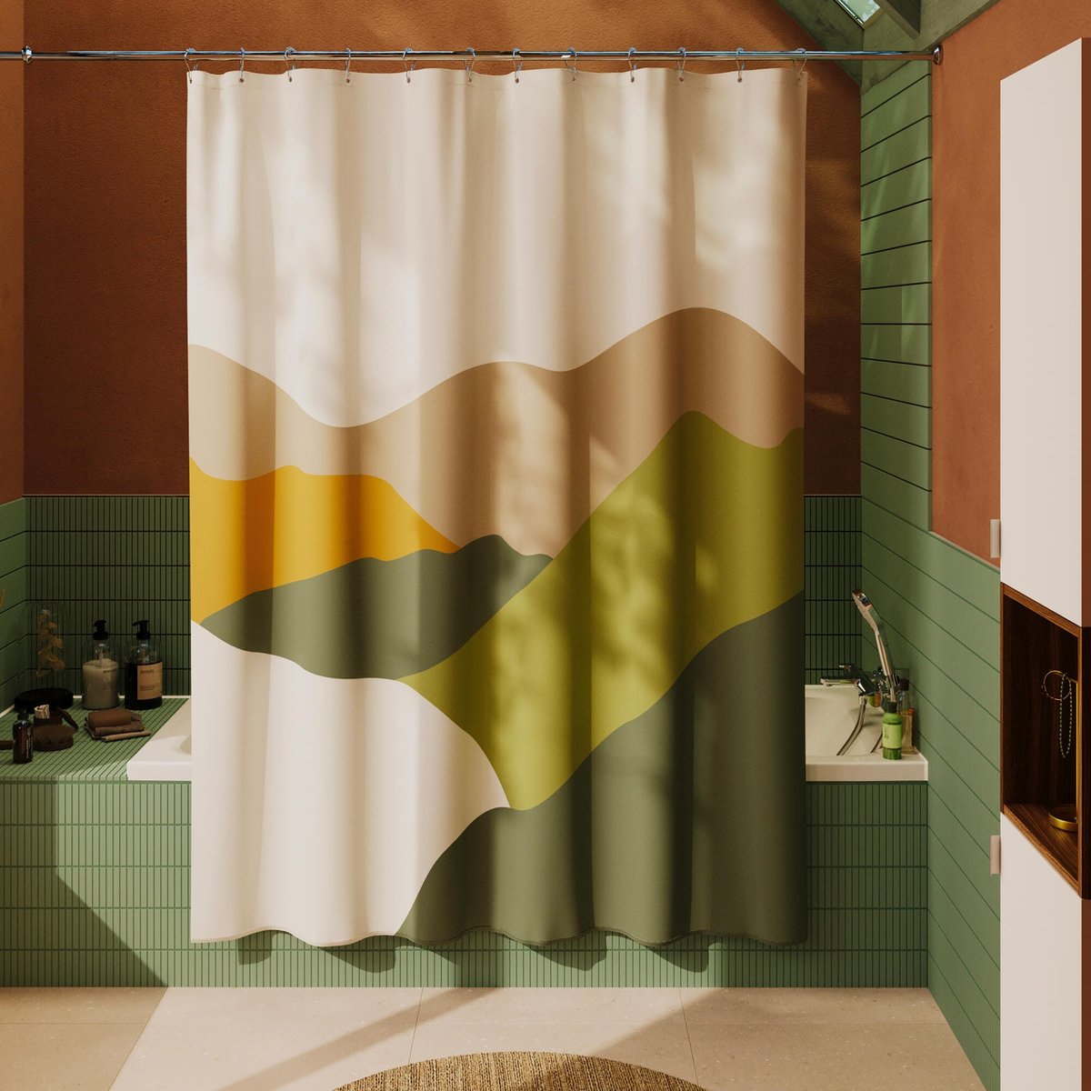 Rideau de douche, LANDSCAPE multicouleur, SENSEA