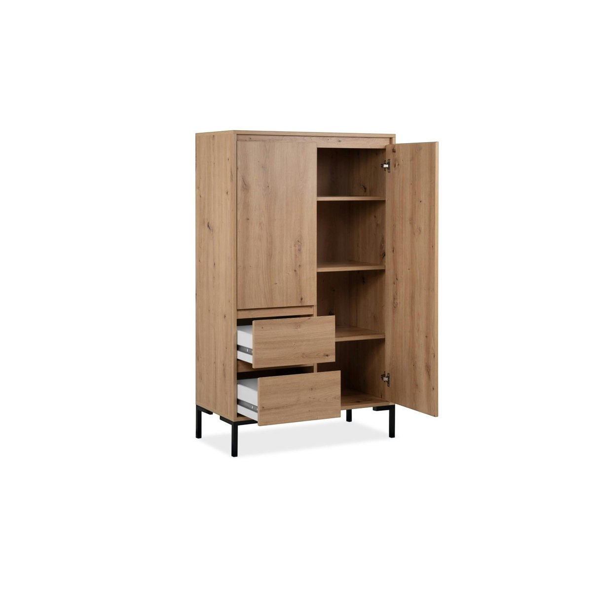 Buffet haut décor bois 2 portes 2 tiroirs KARVI bois naturel, PIER IMPORT