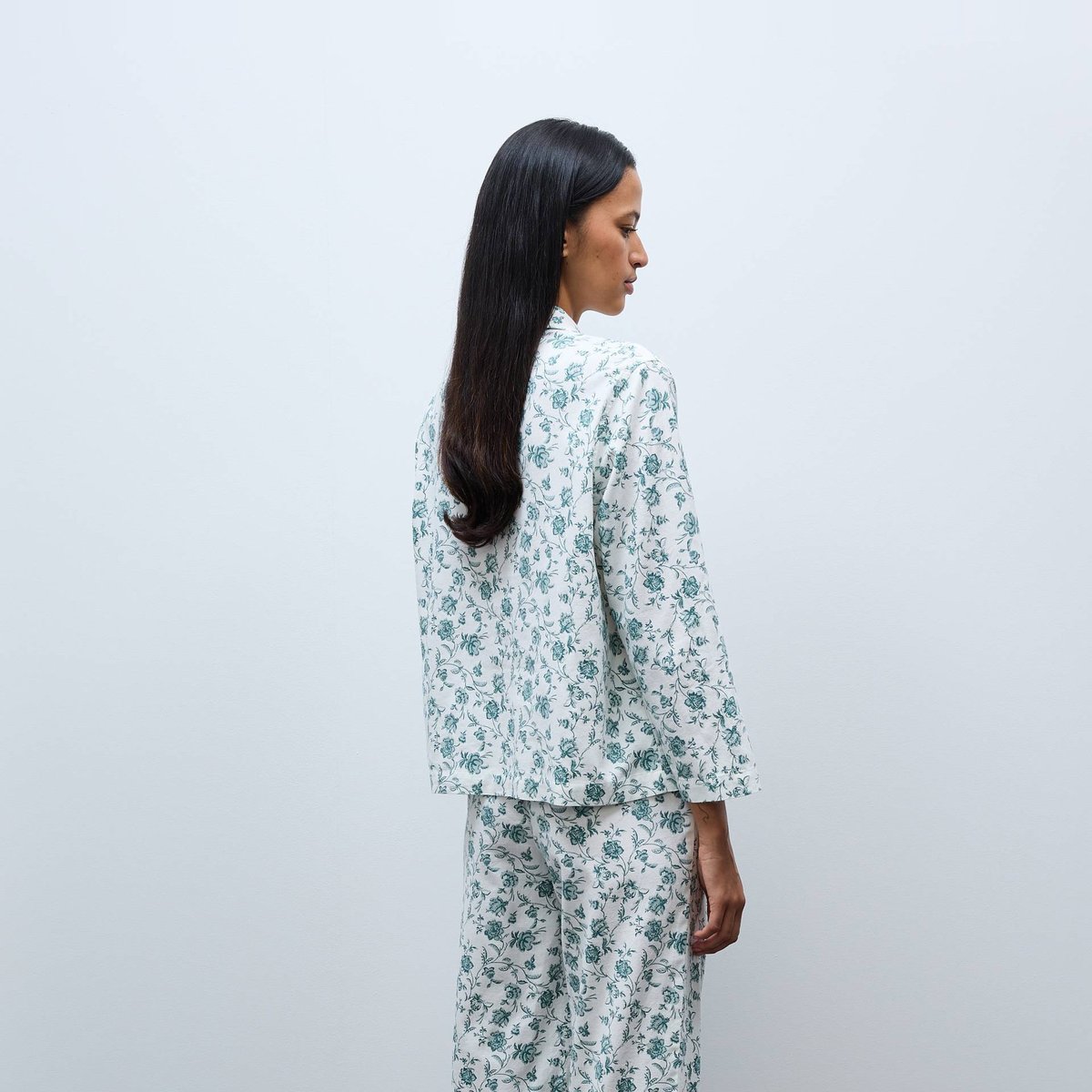 Pyjama imprimé en coton gratté ecru, MONOPRIX