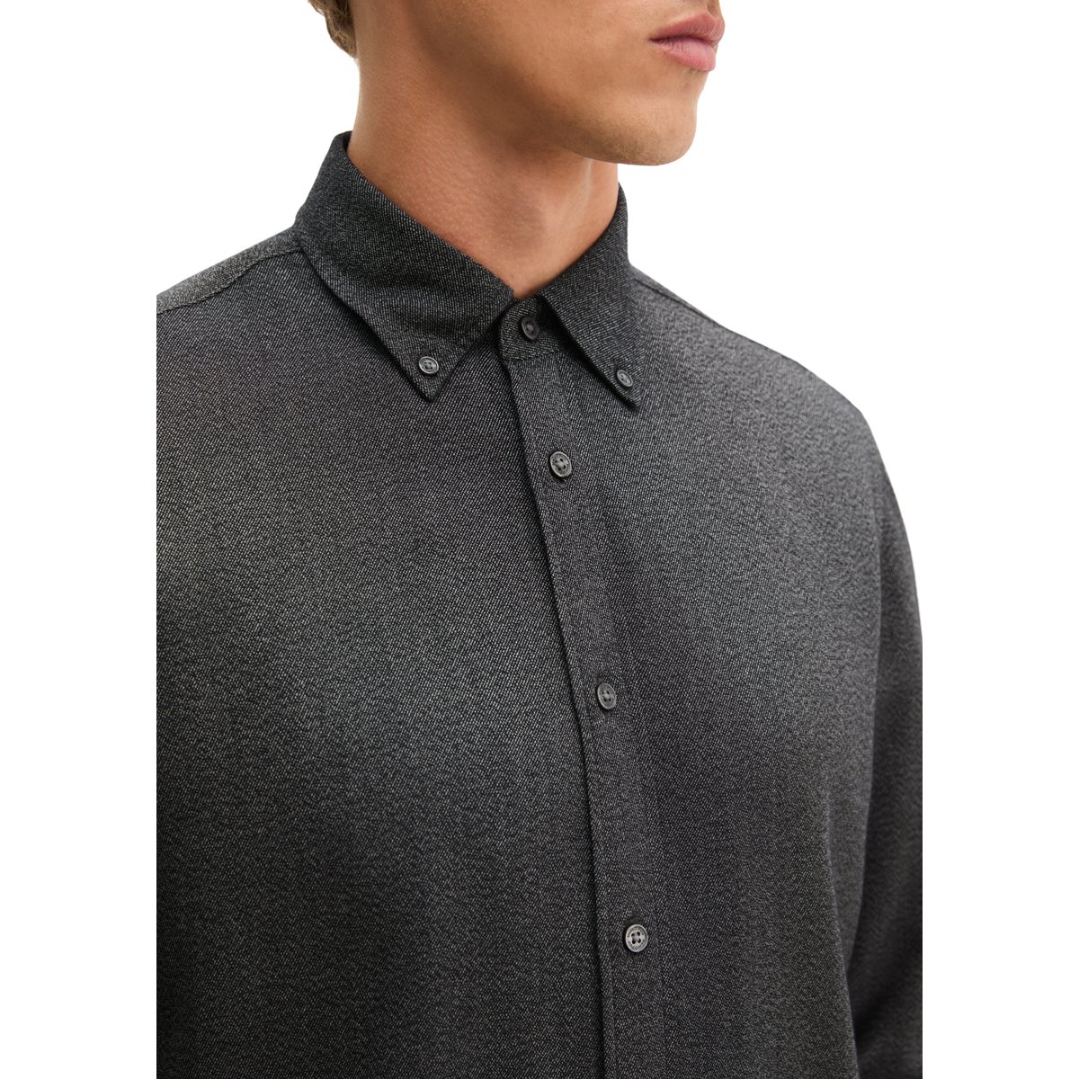 Chemise coupe classique en coton biologique et TENCEL™ Lyocell noir, MARC O'POLO