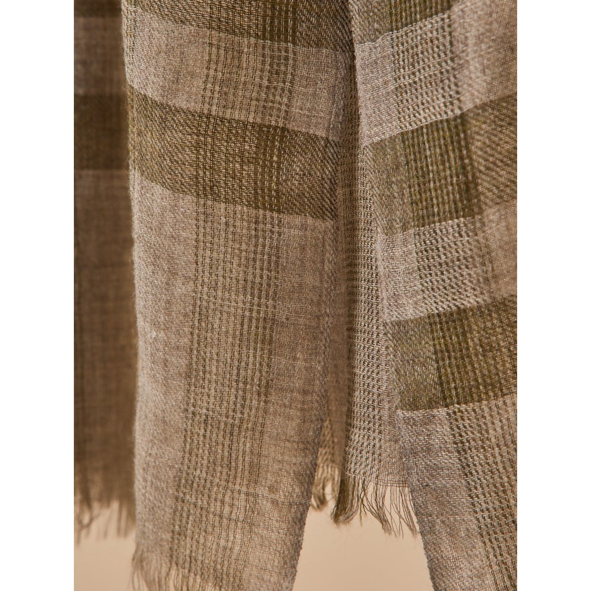 Écharpe twill carreaux carreaux kaki, CYRILLUS