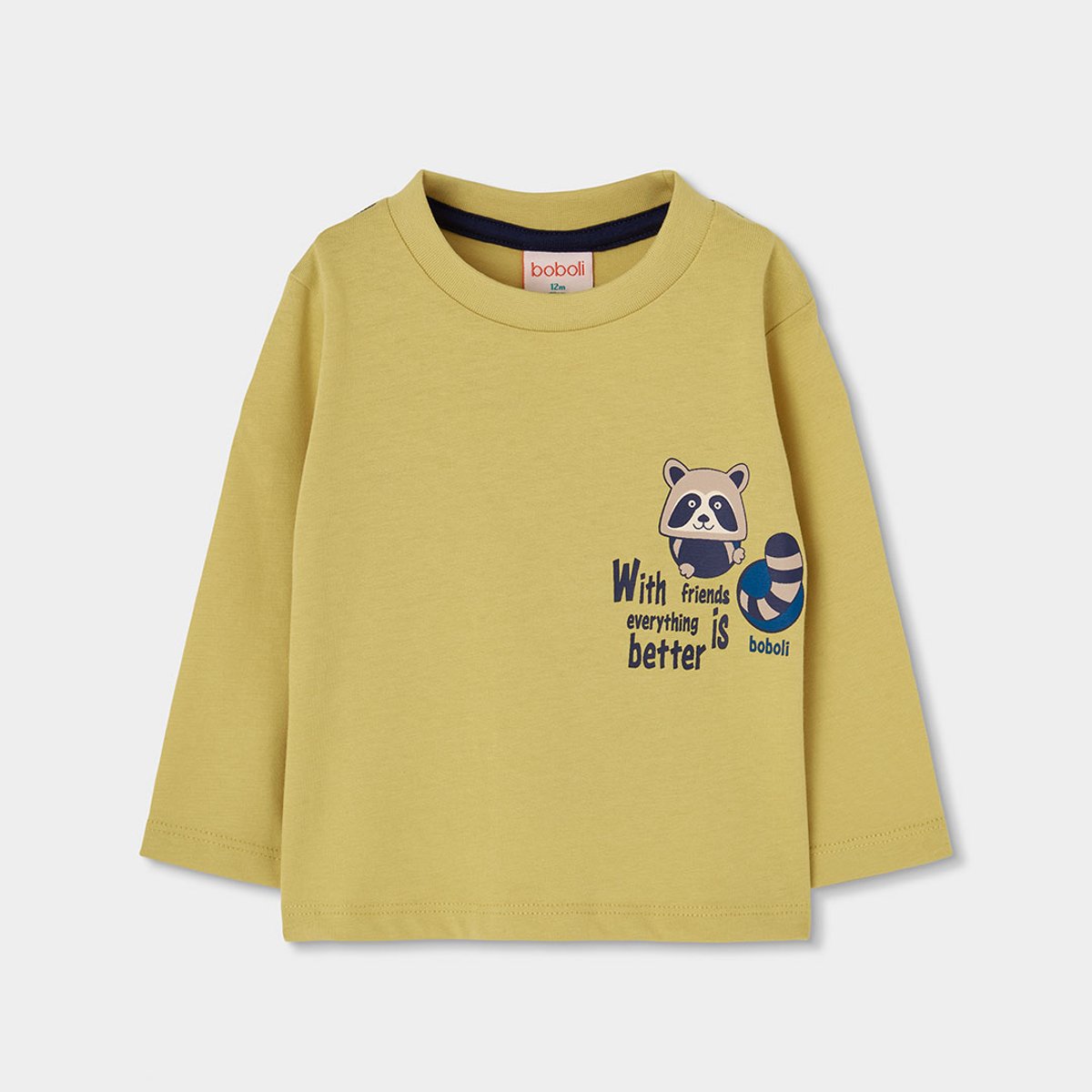 T-shirt garçon imprimé raton laveur jaune, BOBOLI