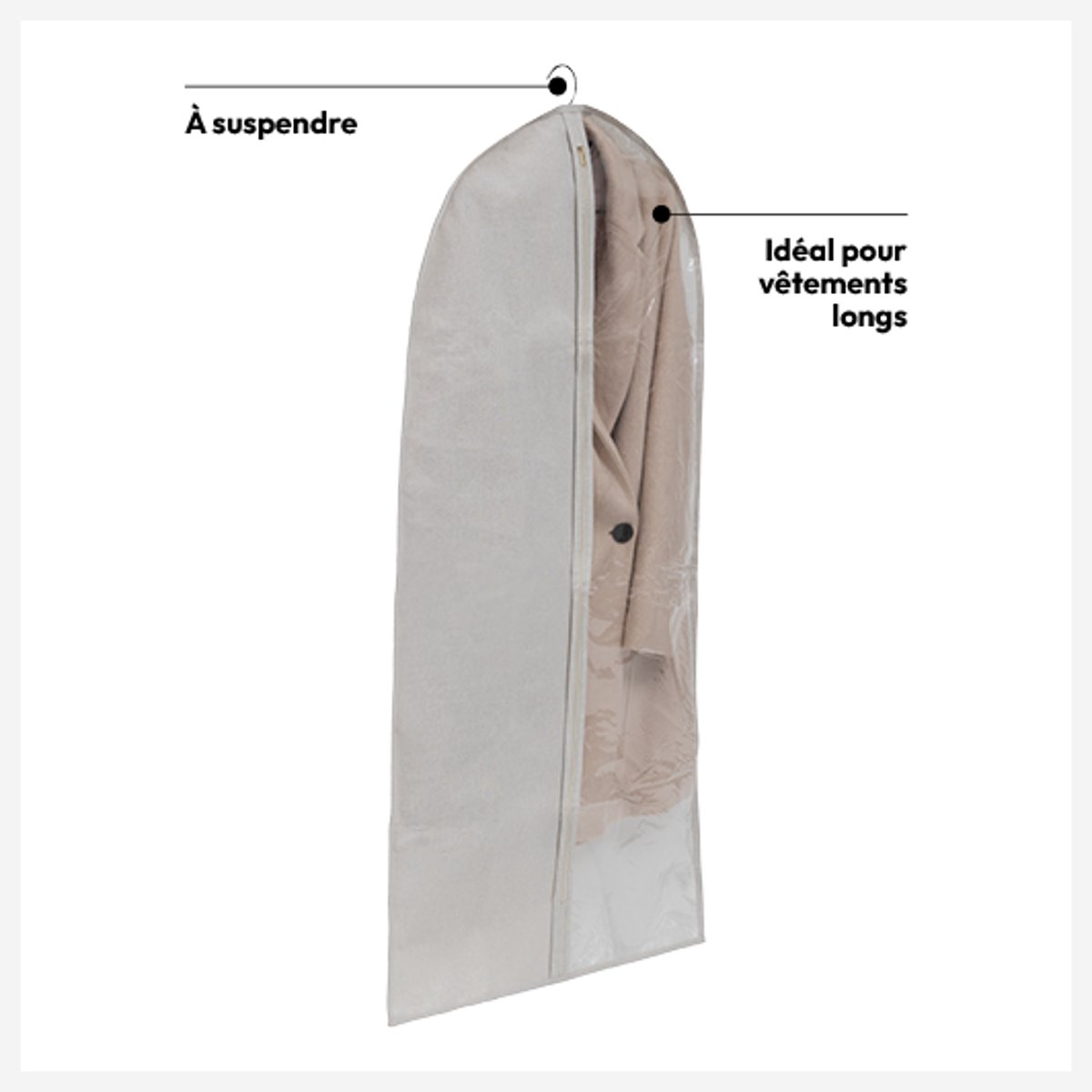 Housse de rangement suspendue pour vêtements GROOMY beige, 5FIVE SIMPLY SMART