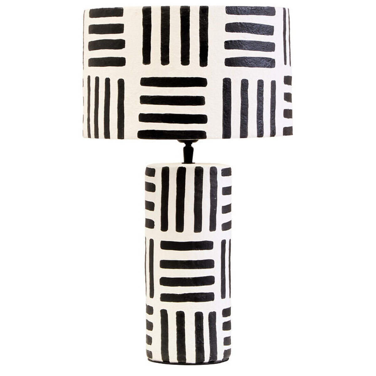 50cm Conway Graphic Stripe Papier Mache Style Table Lamp black/white, FIFTY FIVE SOUTH