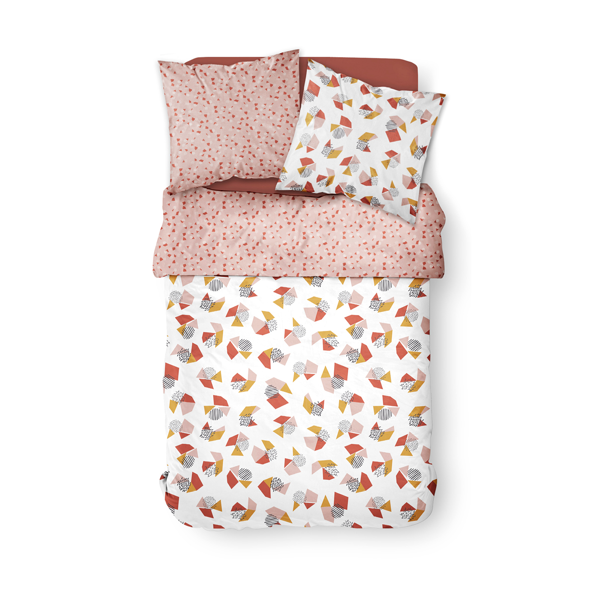 Parure de lit imprimé Pois coton SUNSHINE NINA blanc, TODAY
