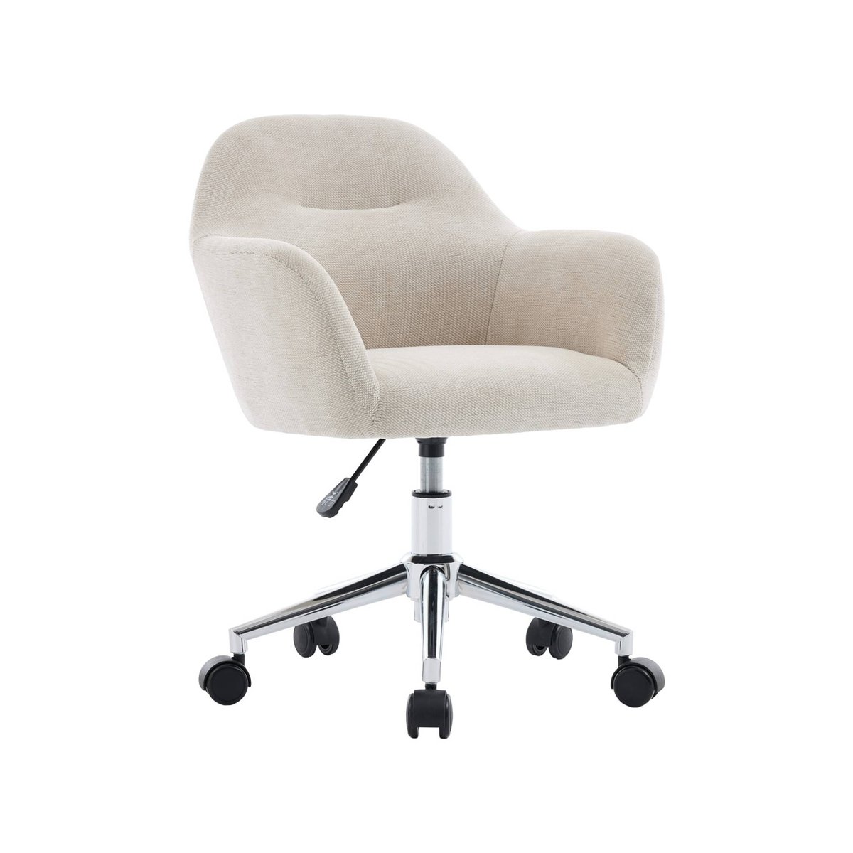 Chaise de bureau enfant à roulettes ajustable tissu chenille STAN KID beige, SWEEEK