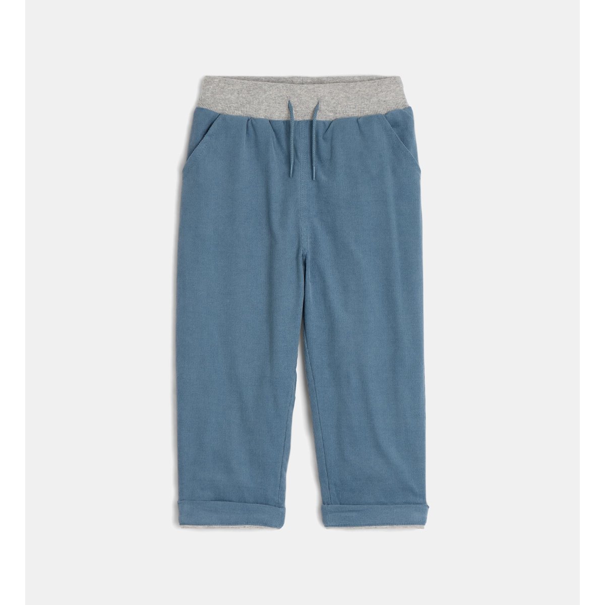 Pantalon droit touchou velours milleraies coton bio bleu, CADET ROUSSELLE