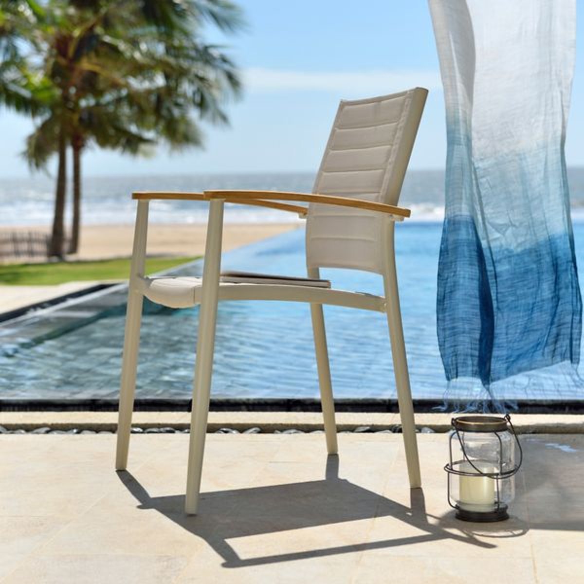 Fauteuil outdoor aluminium beige, ZAGO