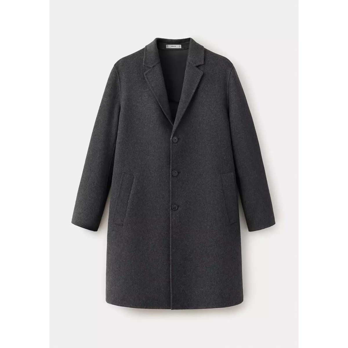 Manteau laine mélangée boutons gris anthracite, MANGO MAN