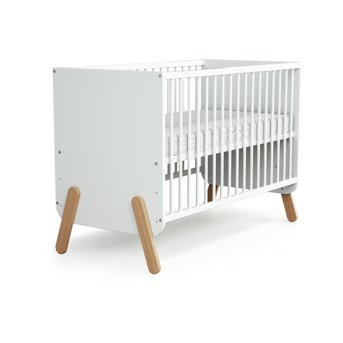 Lit bébé en bois PIRATE blanc et hêtre, WEBABY