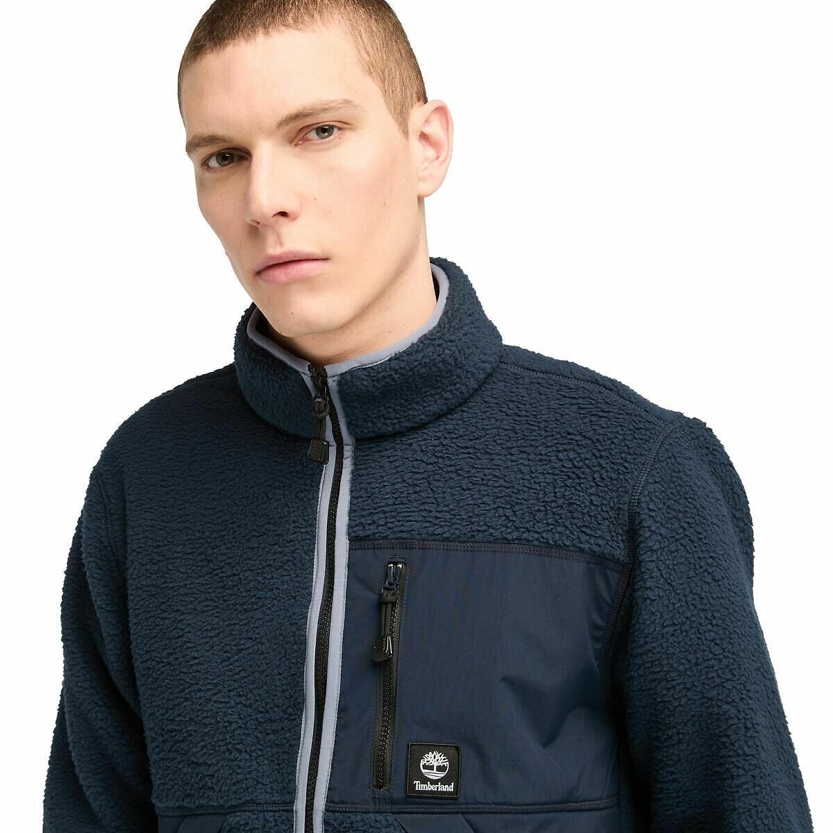 Pull zippé en sherpa bleu marine, TIMBERLAND