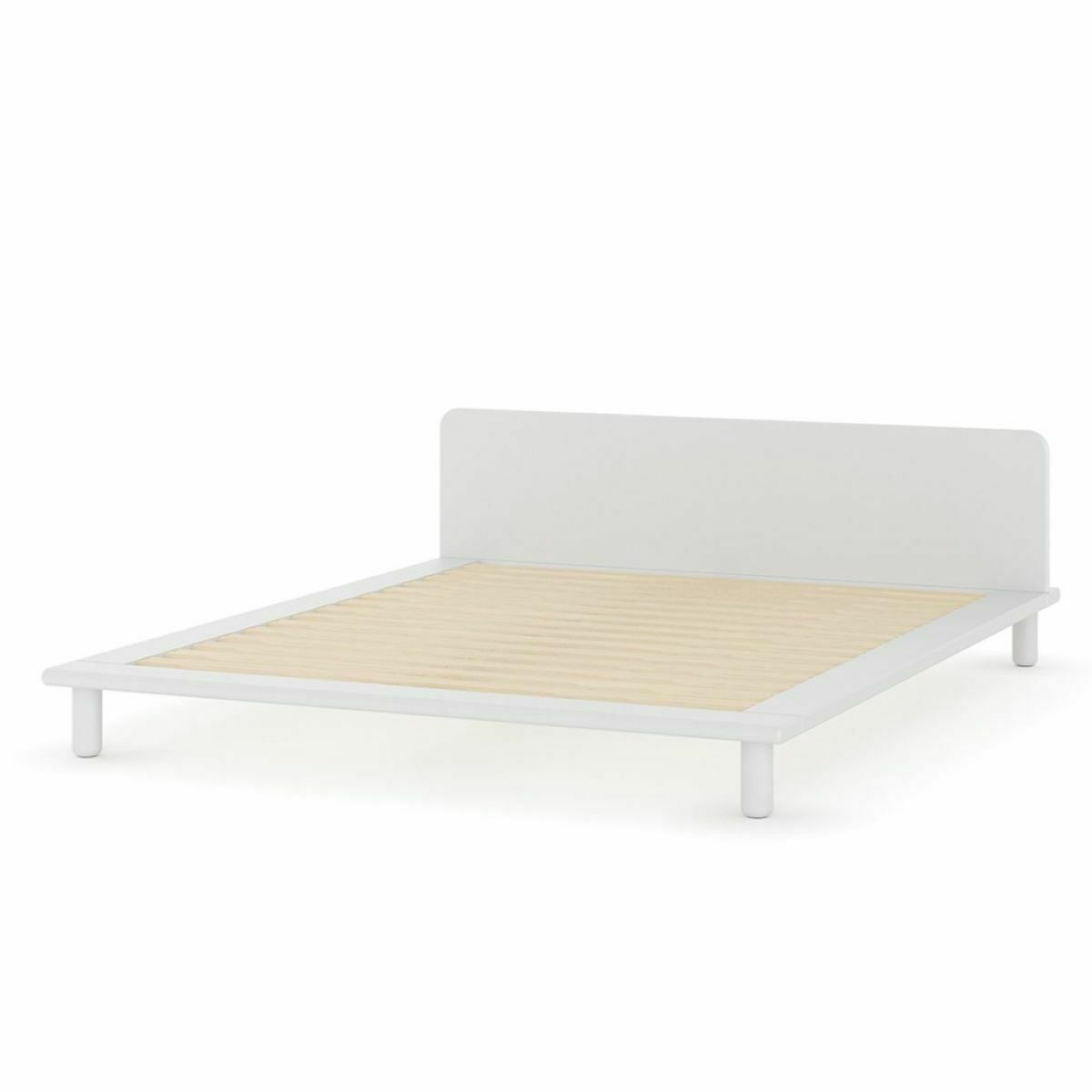 Pack lit 2 places avec tête de lit et matelas Bois massif PAOLO blanc, AKITEN RETAIL