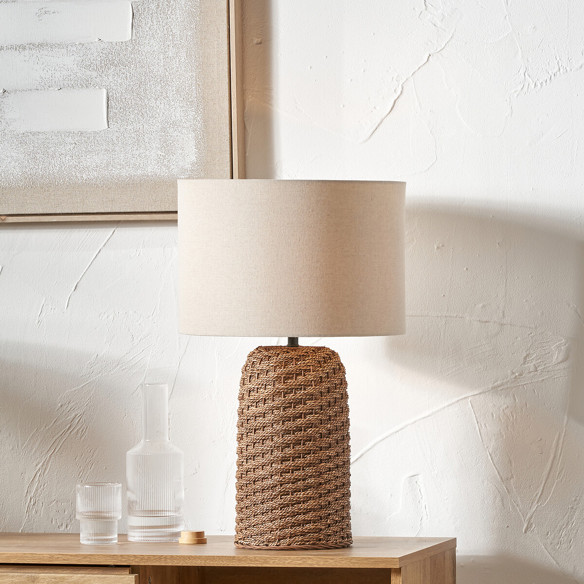 Adrian Woven Seagrass Floor Lamp brown , SO'HOME