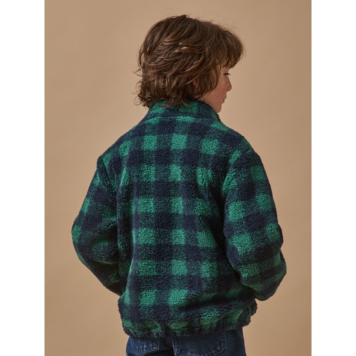 Veste sherpa à carreaux carreaux bleu/vert, CYRILLUS