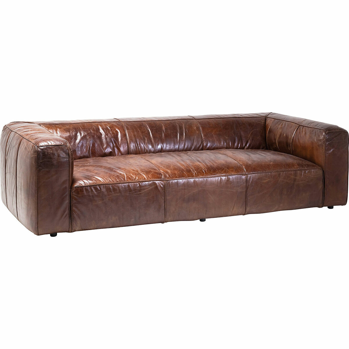 Canapé Cubetto 3-places 260cm cuir marron, KARE DESIGN