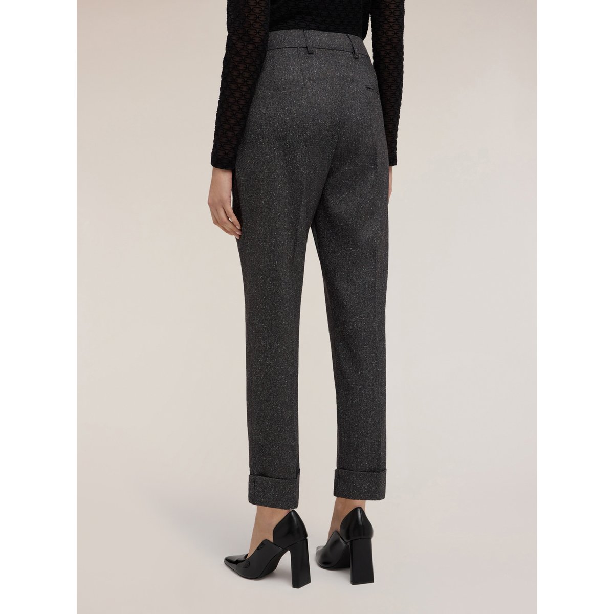 Pantalon à revers en fil teinté gris, MOTIVI