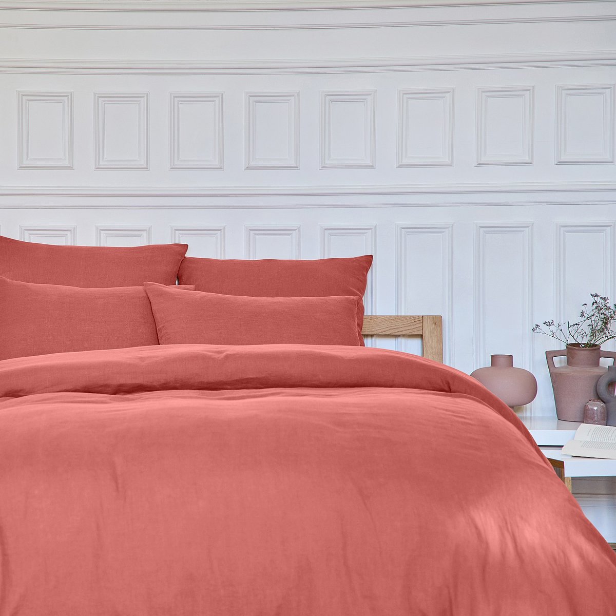 Housse de couette en lin BRUNELLE terracotta, HABITAT