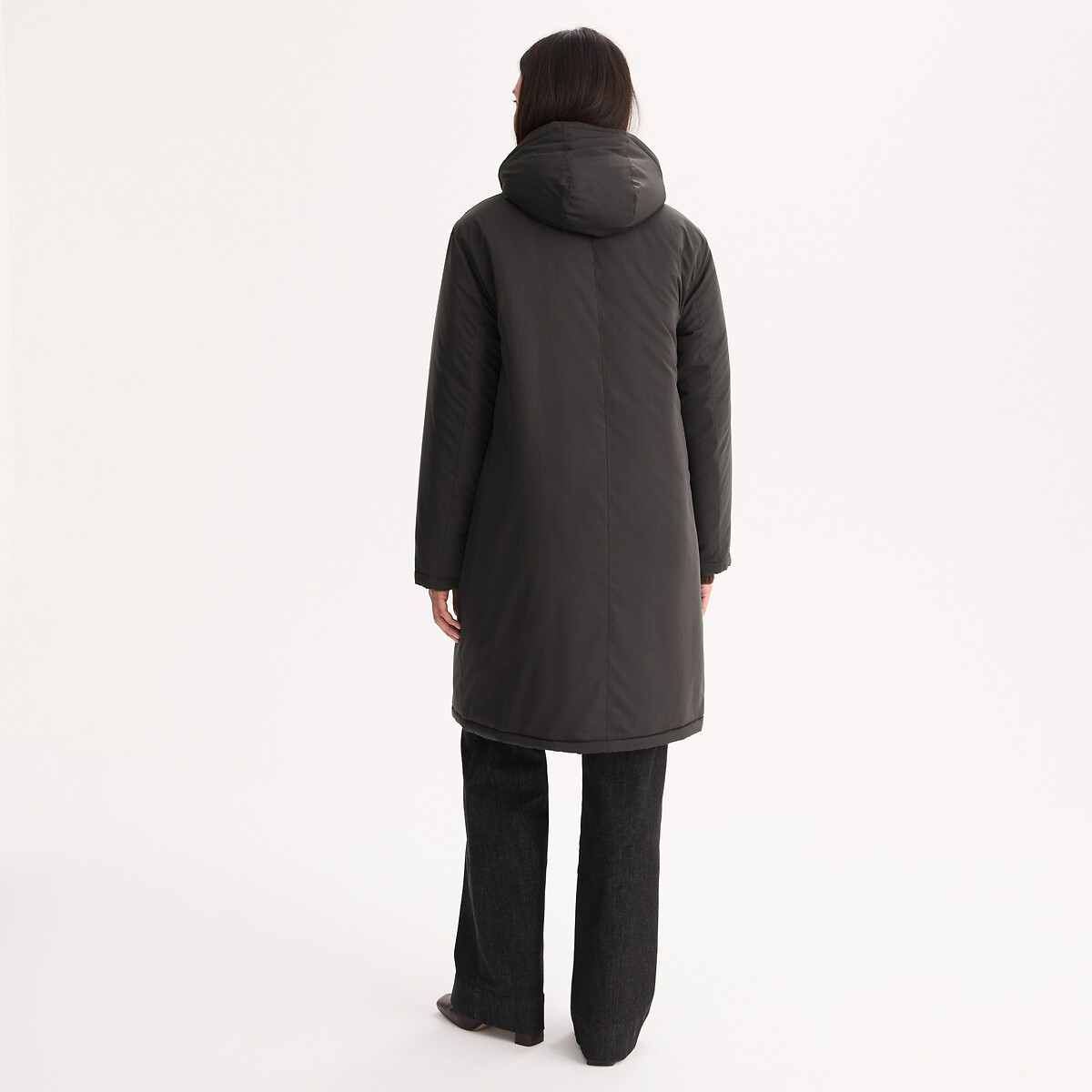 Parka mi-longue, à brandebourgs et capuche noir, ANNE WEYBURN