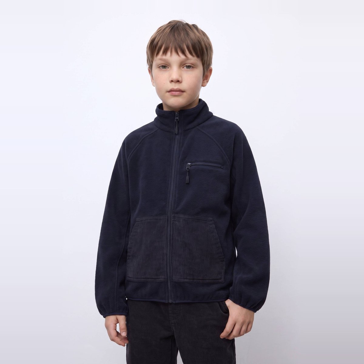 Sweat zippé en polaire marine, MONOPRIX