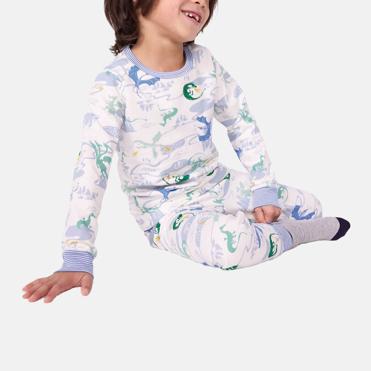 Pyjama en molleton, imprimé dragons imprimé, PETIT BATEAU
