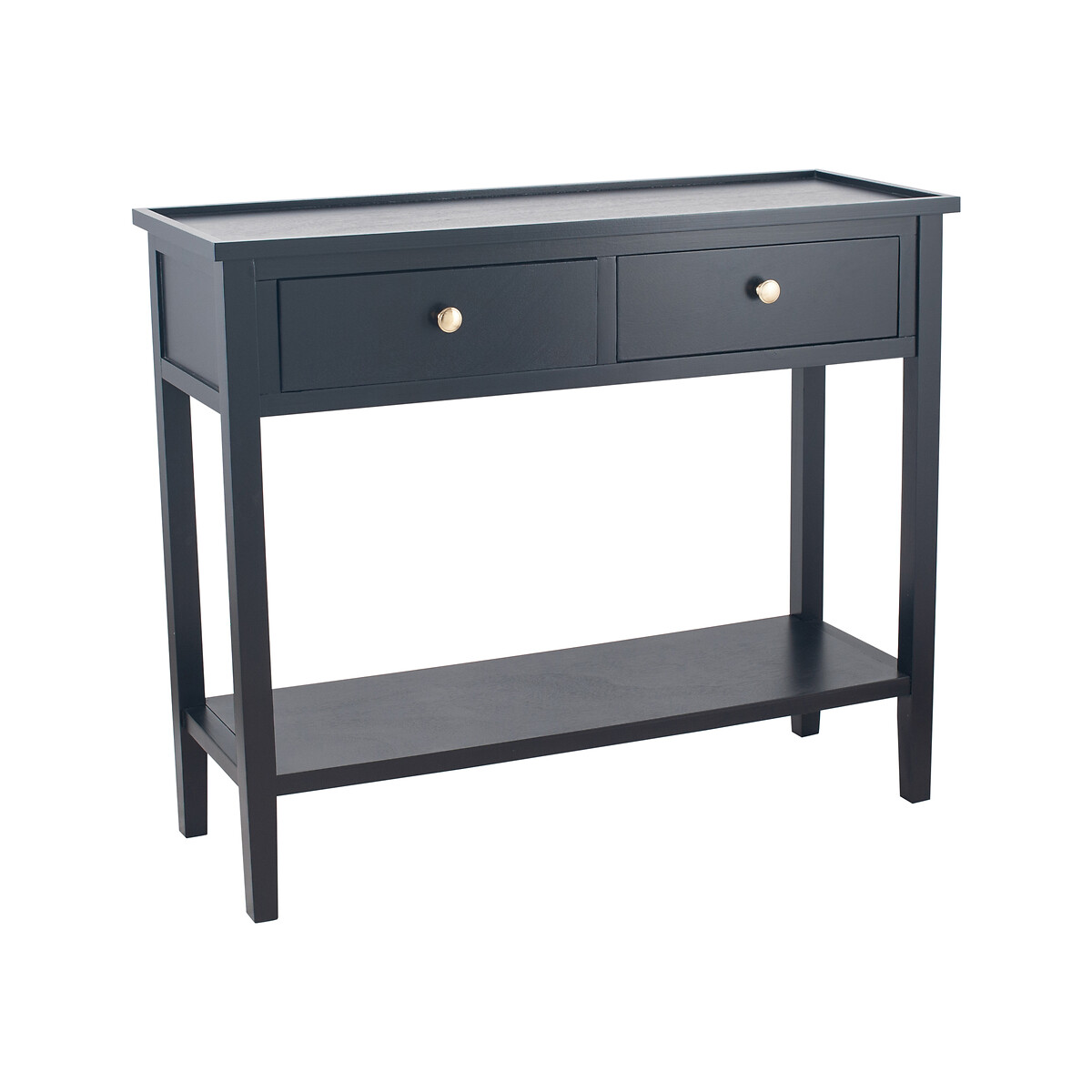 Luxe Pine Wood 2 Drawer Console Table black, SO'HOME