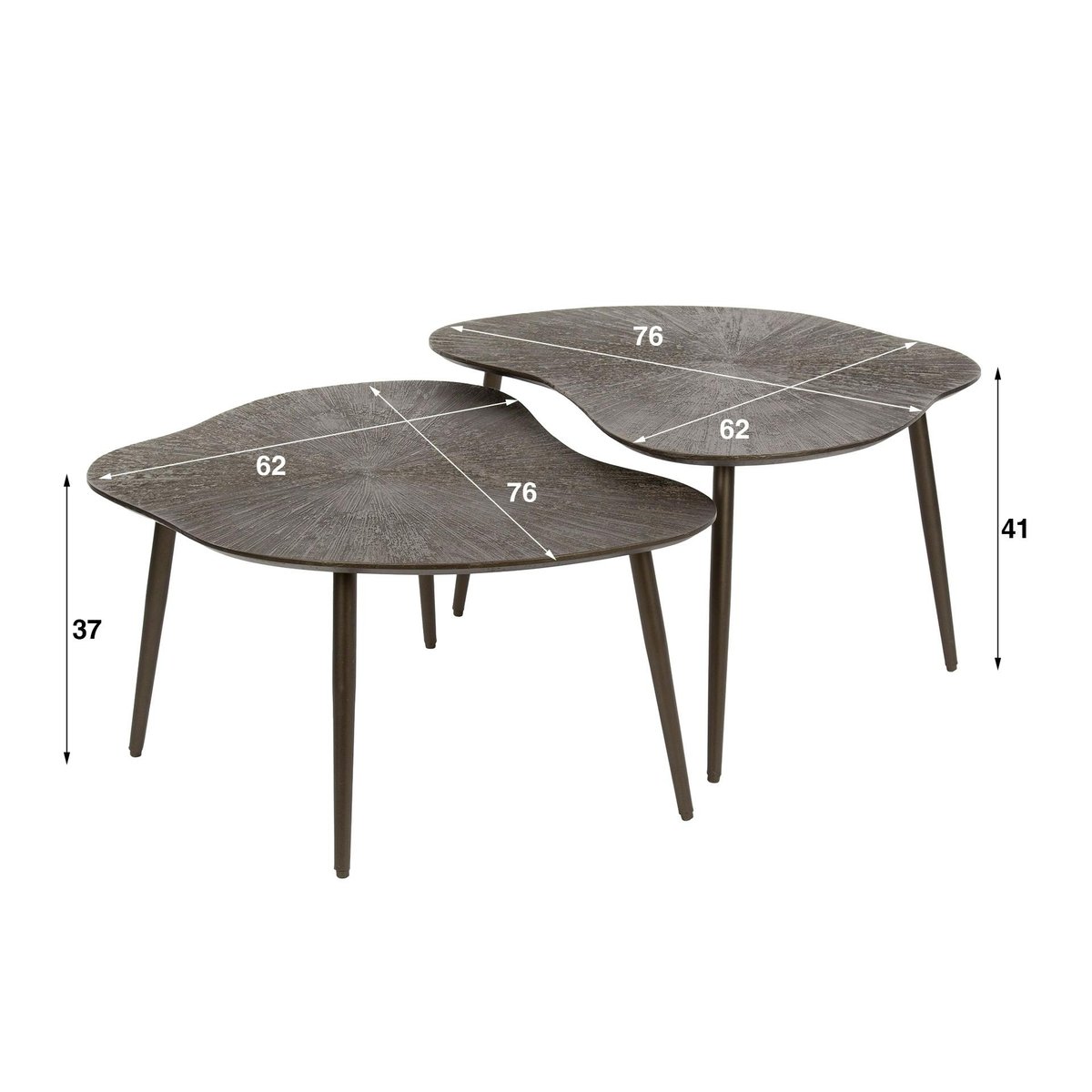 Table gigogne organique – brun bronze, forme libre (lot de 2) RALF marron, PIER IMPORT