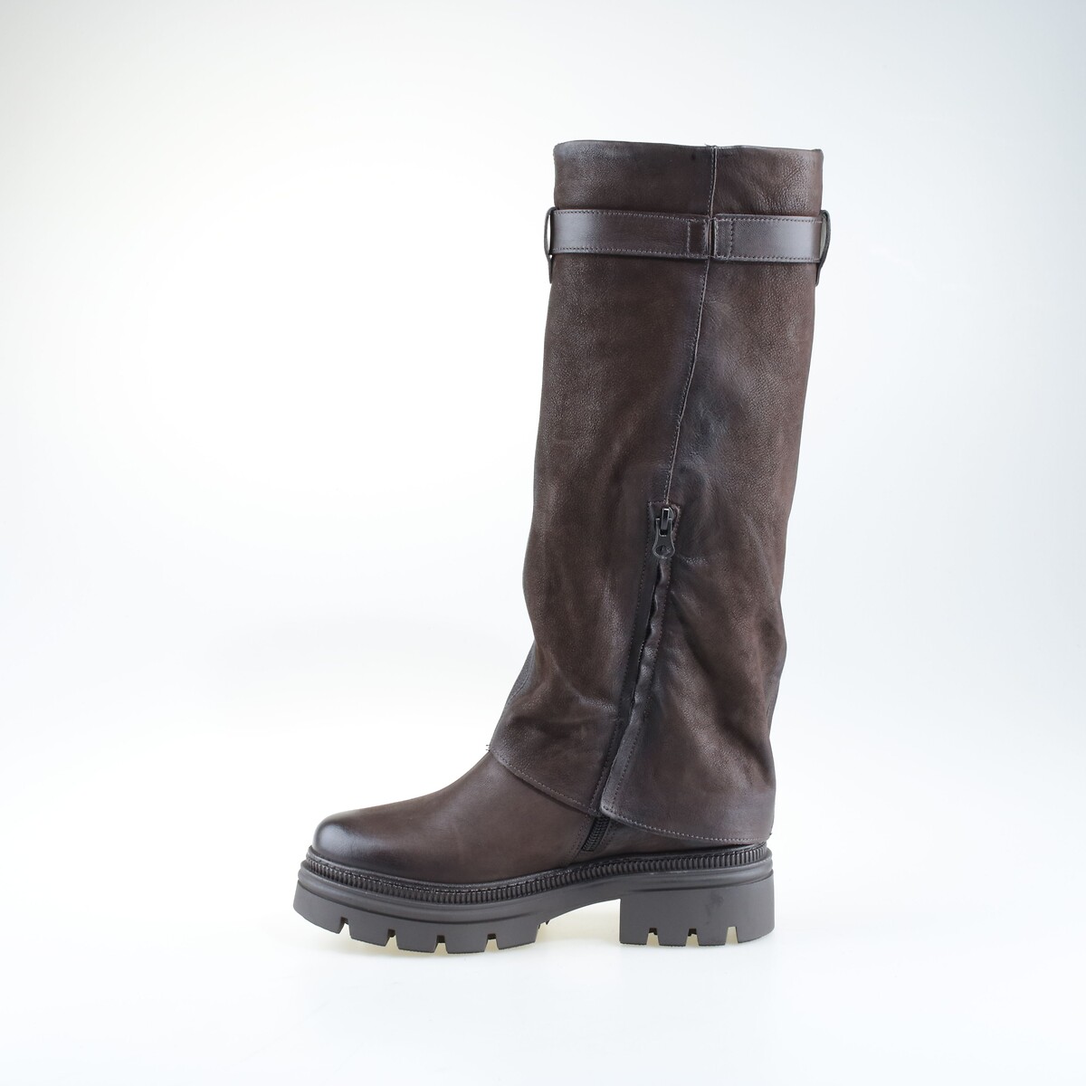 Botas guêtres de piel marrón oscuro, MJUS