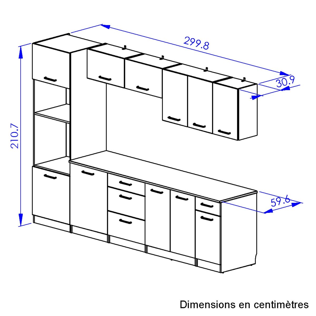 Composition de cuisine effet bois chêne beige, GAMI