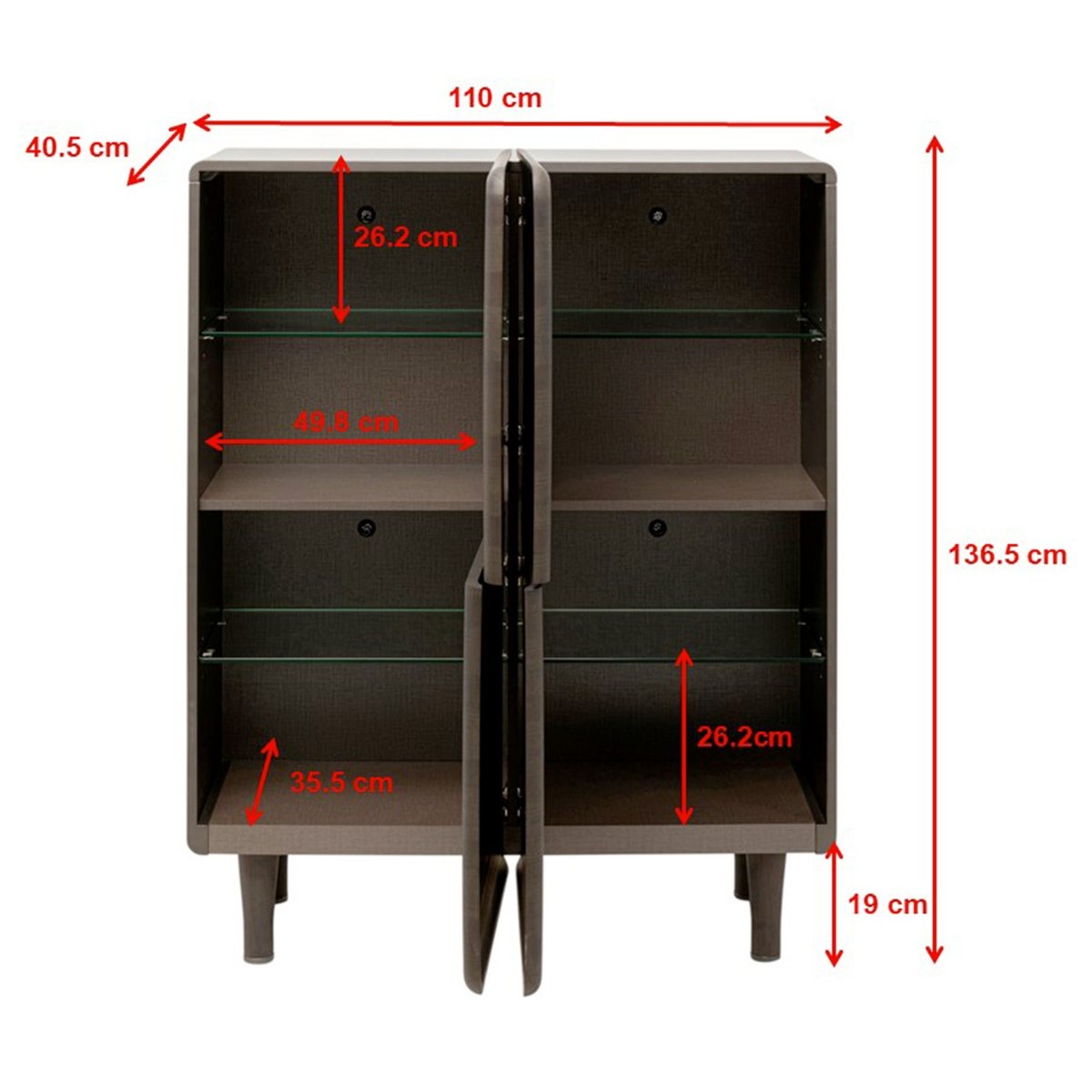 Buffet haut 4 portes, DIVINE marron, KARE DESIGN