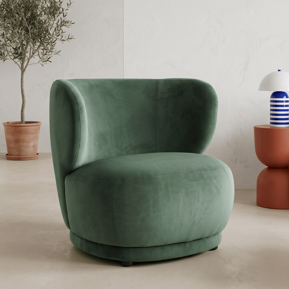 Fauteuil en velours - ESTER vert, HOMIFAB