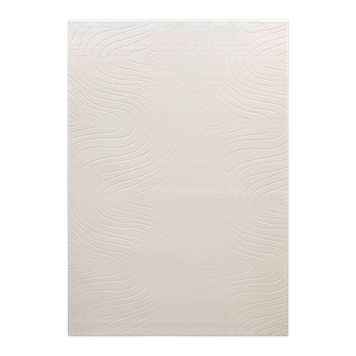 WECONhome Nuuk Flow, tufté, tapis poils courts, motif vague en relief, lavable, certifié OEKO-TEX® ,  Nuuk Flow crème blanc, WECON HOME