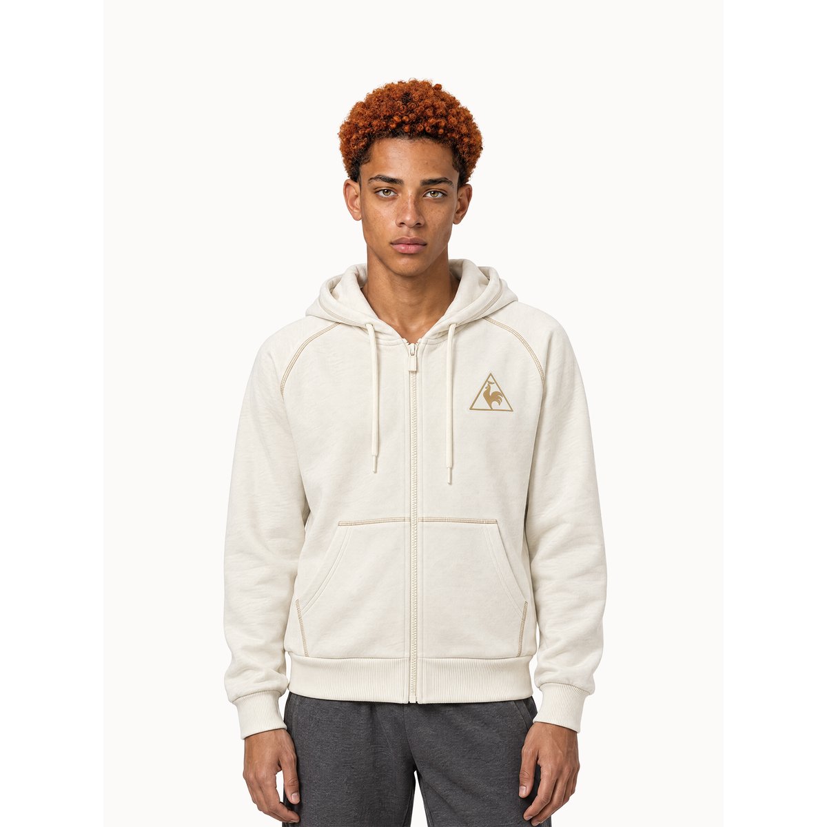 Veste zippée à capuche Le Coq Sportif x Maradona en molleton LCS CUP white, LE COQ SPORTIF