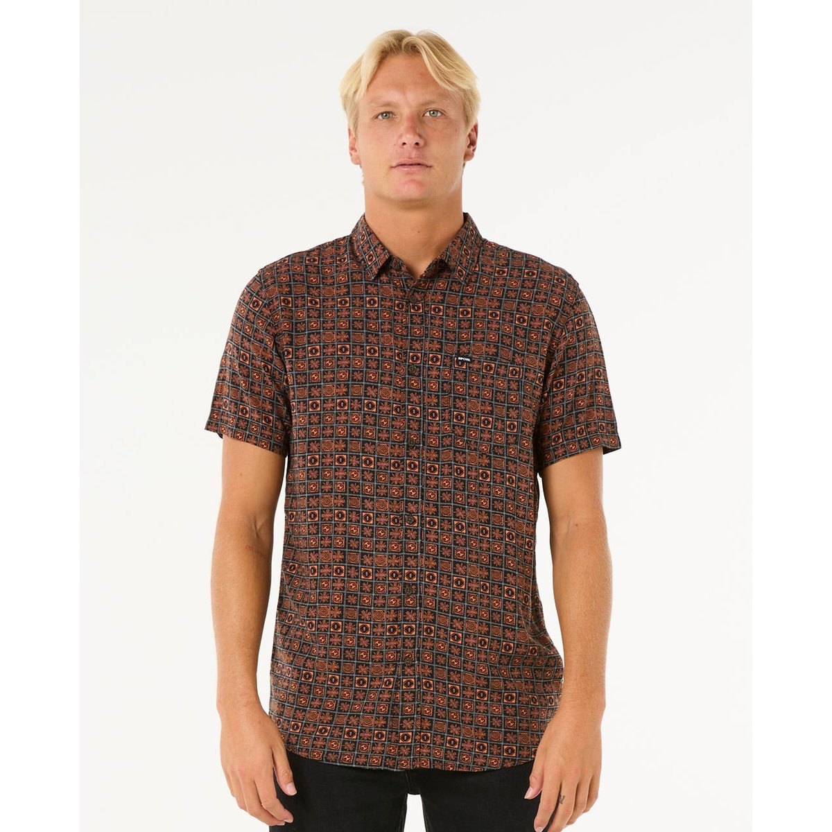 Chemise FUN TIMES S/S SHIRT black/orange, RIP CURL