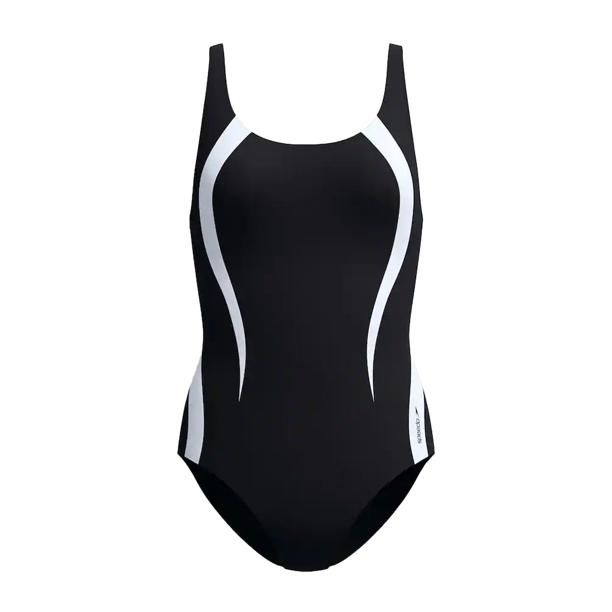 Maillot de bain 1 pièce motif/style panneau contrasté anthracite / blanc, SPEEDO