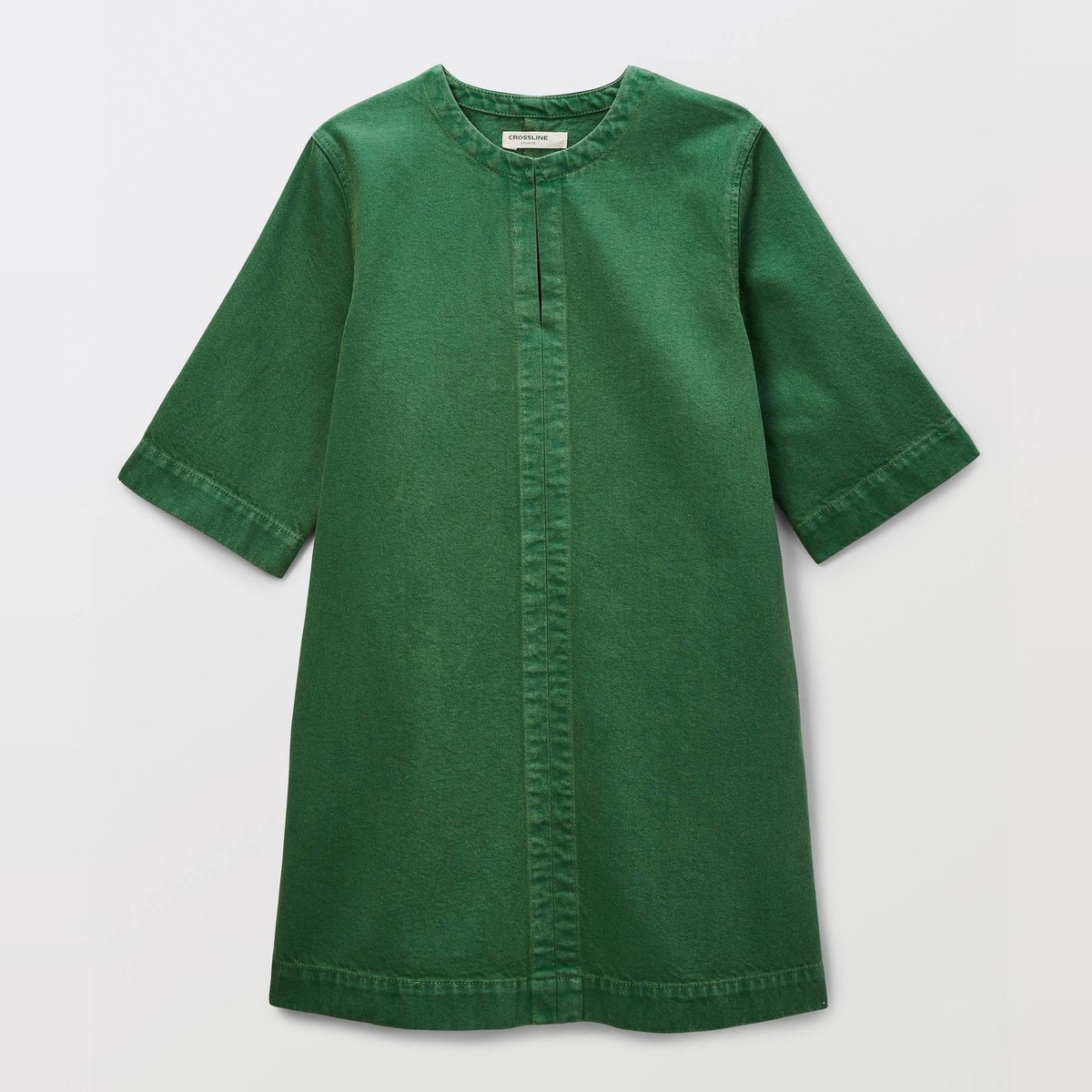 Robe courte unie manches courtes en coton bocage, MONOPRIX