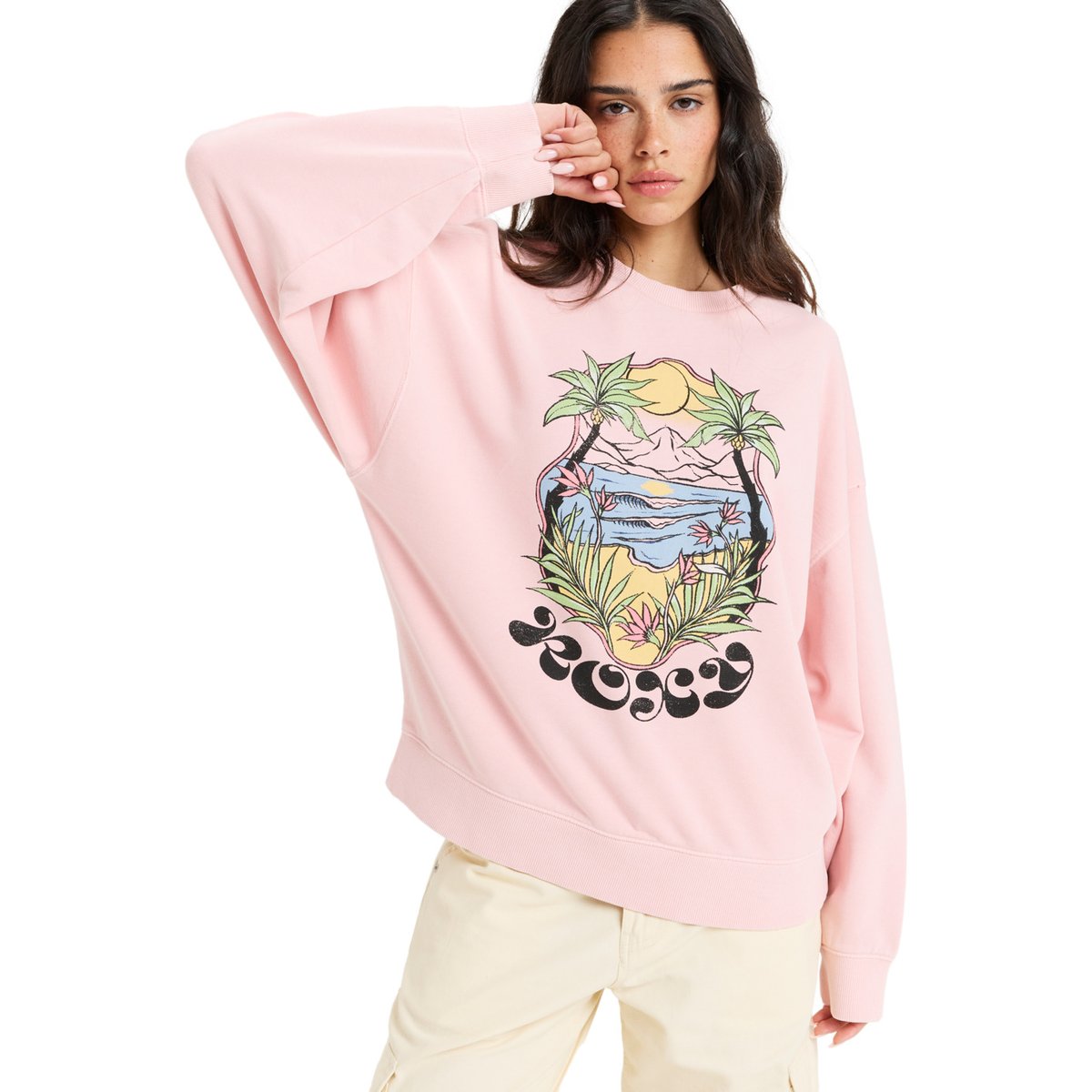 Sweat à col rond LINEUP. rose bleached mauve, ROXY