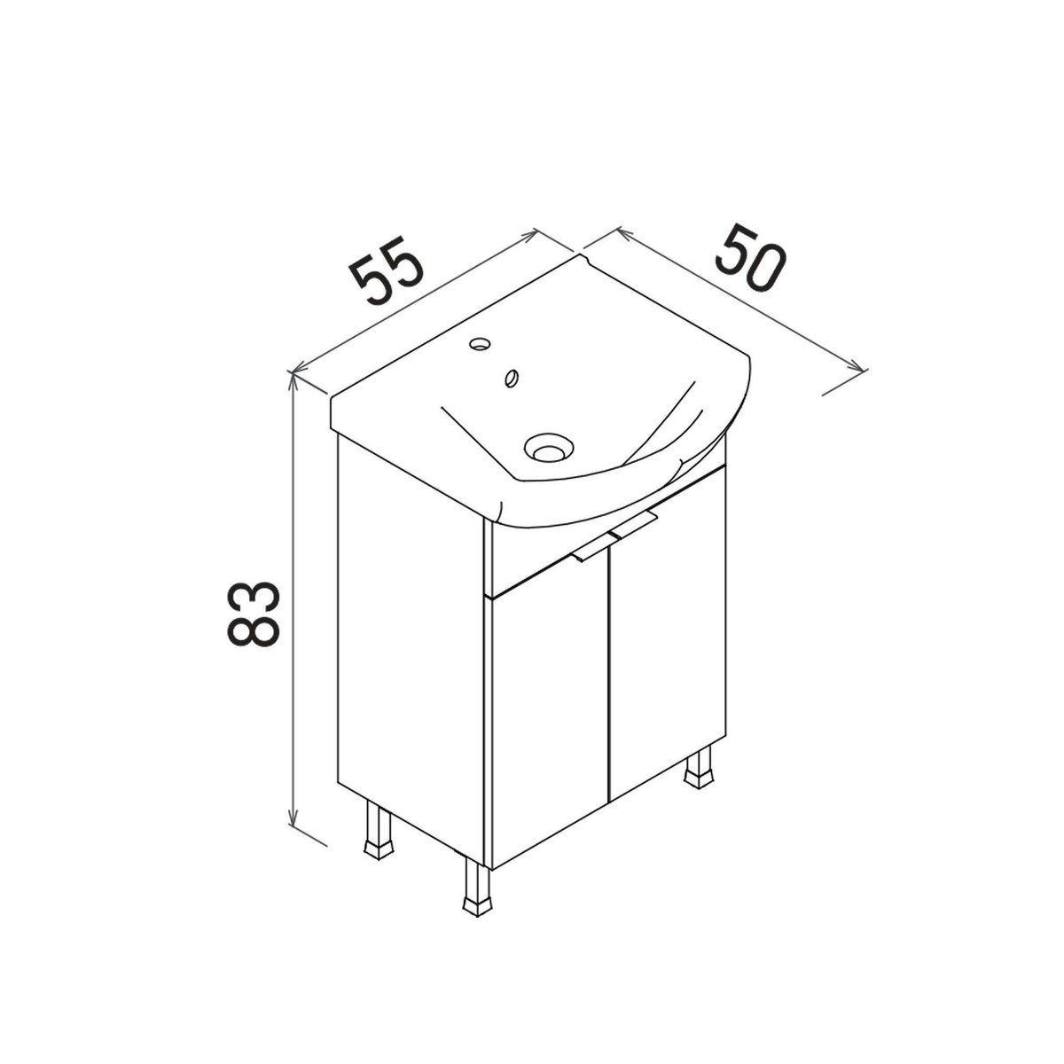 Meuble vasque sur pied 55 cm 2 portes UMI chêne, PIER IMPORT