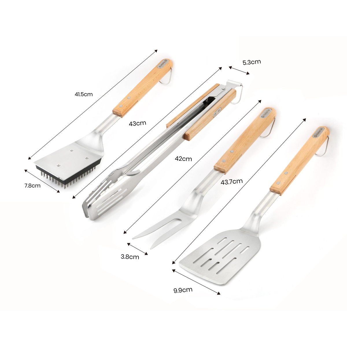 Ensemble accessoires cuisson magnétiques pour barbecue, NATERIAL marron, gris / argent, NATERIAL