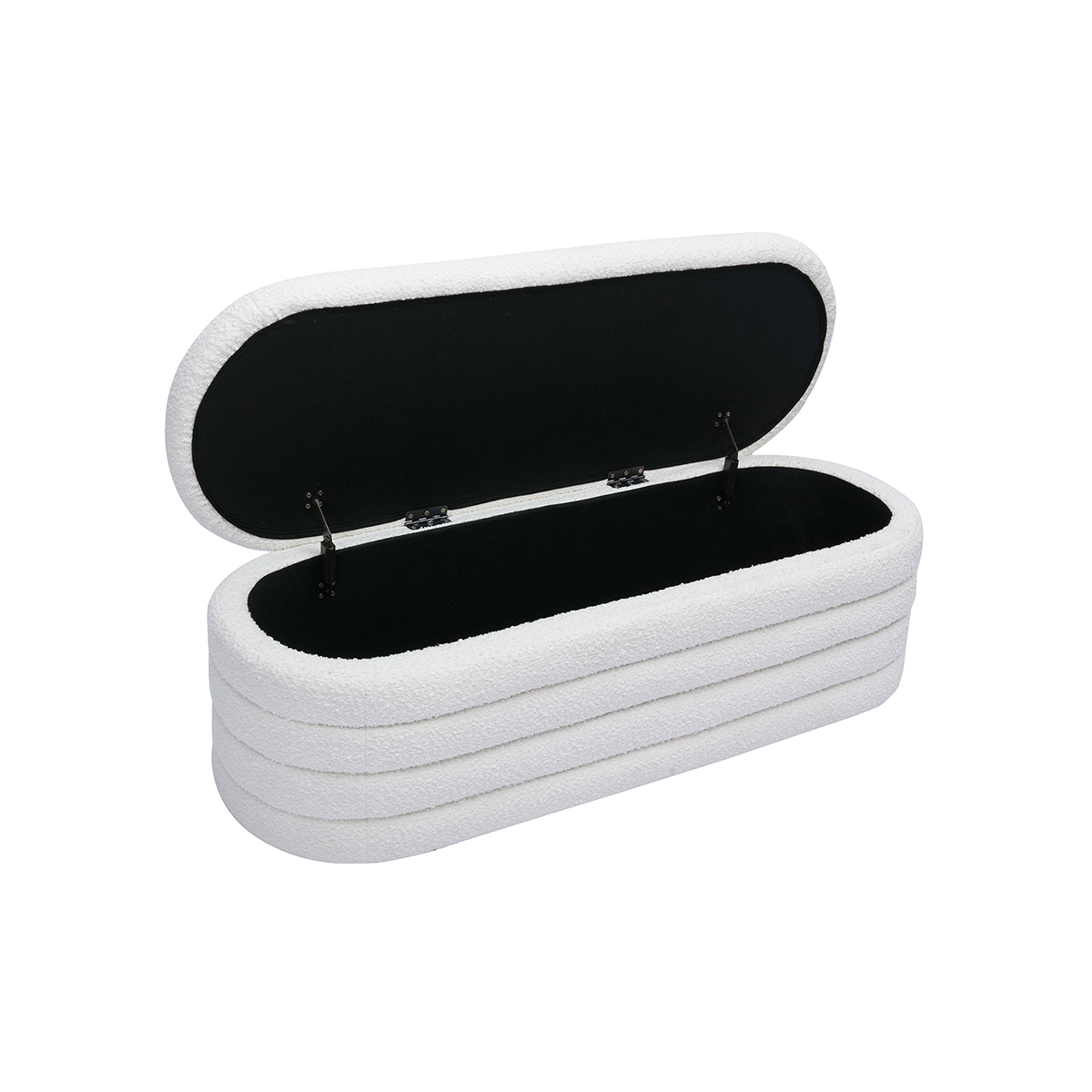 Banc coffre en tissu effet laine bouclée blanc L125 cm NAVY blanc, MILIBOO