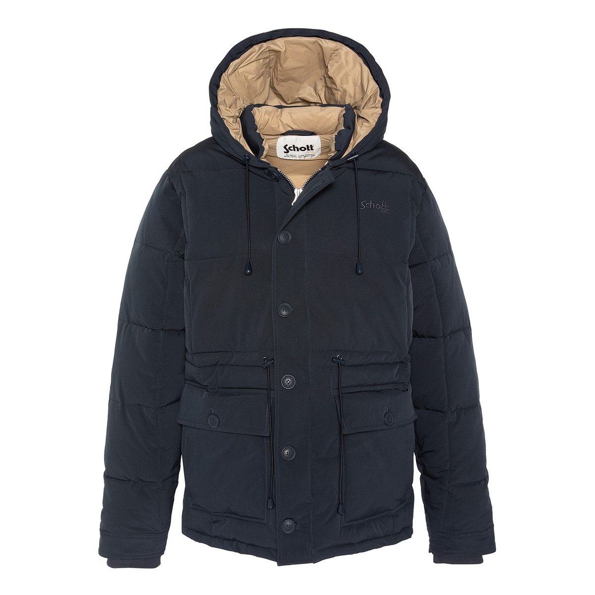 Parka outdoor à capuche bleu marine, SCHOTT