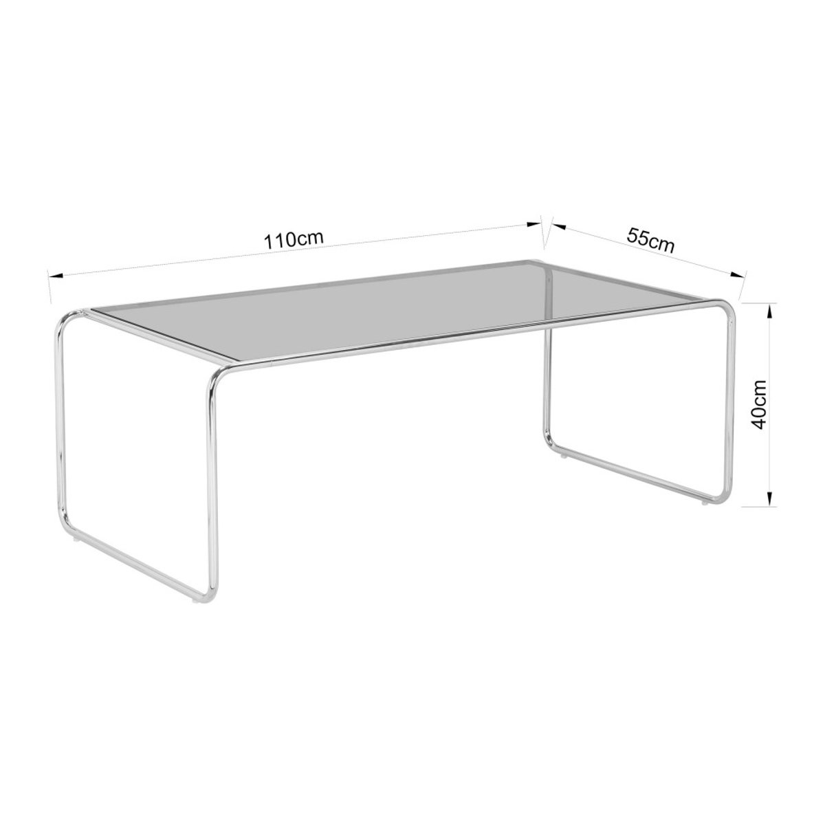 Table basse en verre pieds chrome L110cm- RIKA verre ambré, DRAWER