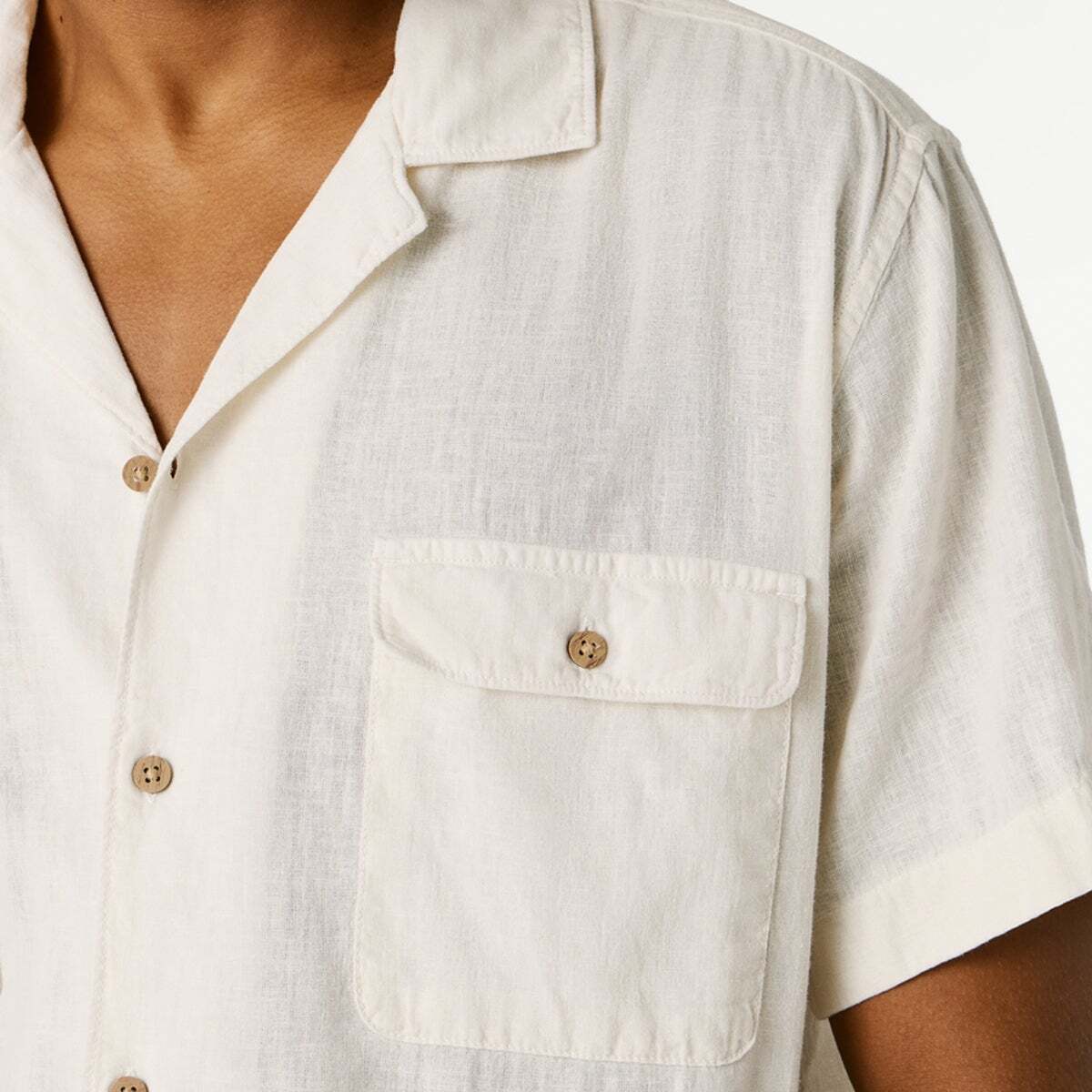 Chemise À Col Cubain blanc ivoire, PEPE JEANS