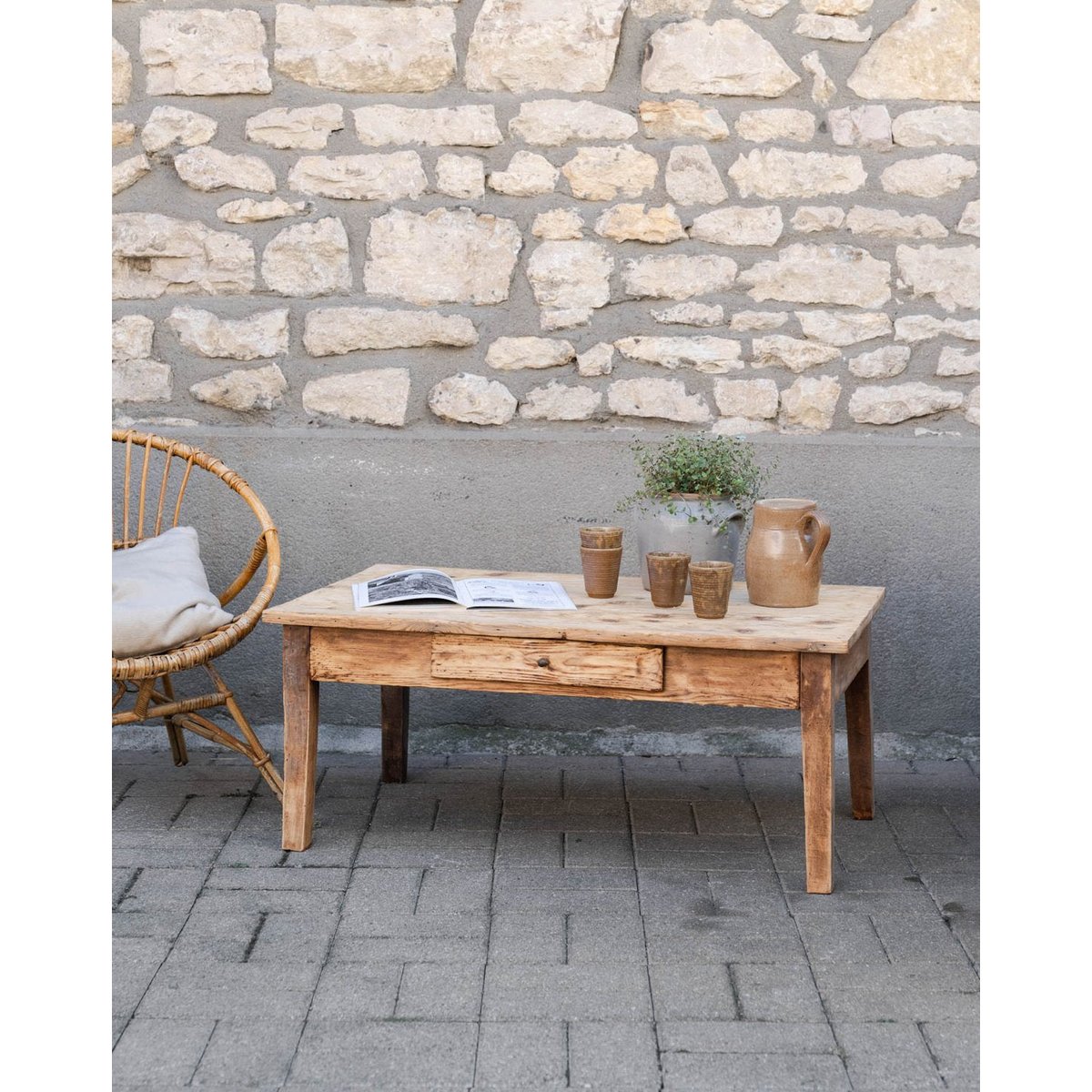 Table basse en bois Léonie N°1148 - Bon état bois clair, DEBONGOUT