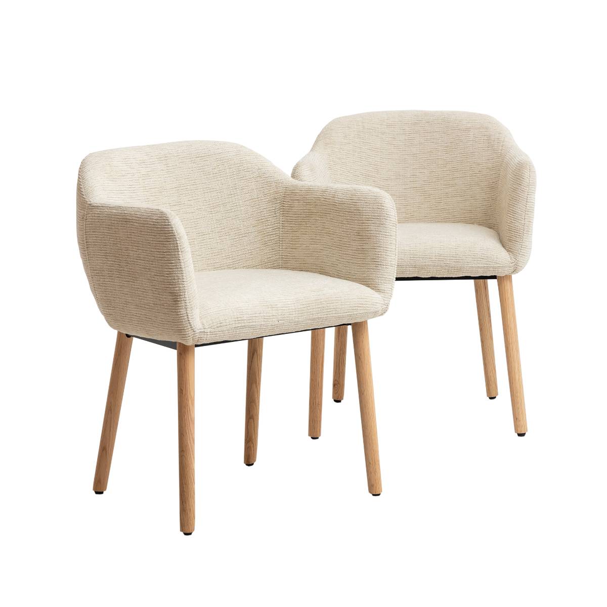 Lot de 2 chaises en tissu et bois SOLÈNE beige, MADE IN MEUBLES