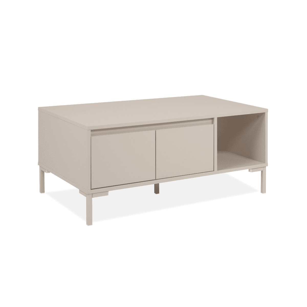 Table basse 2 portes, 1 niche NERIO beige, CALICOSY