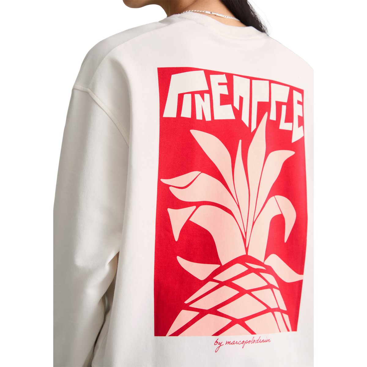 Sweat-shirt surdimensionné avec un imprimé marquant dans le dos blanc naturel, MARC O’POLO DENIM