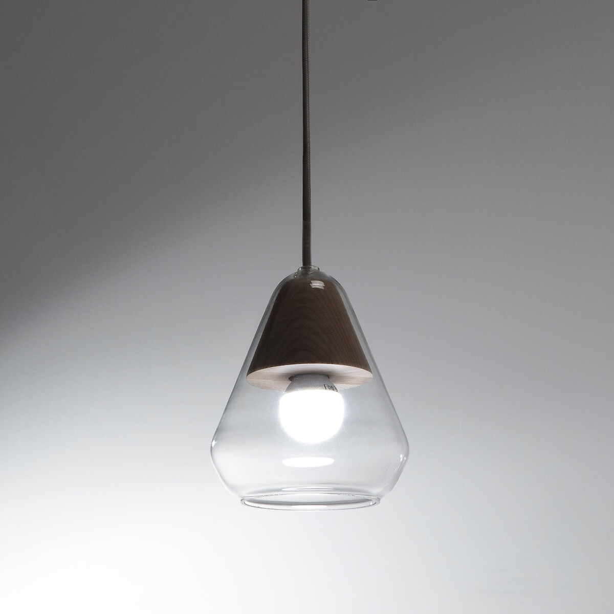 Suspension verre et bois Ø14 cm, Nasoa naturel, LA REDOUTE INTERIEURS